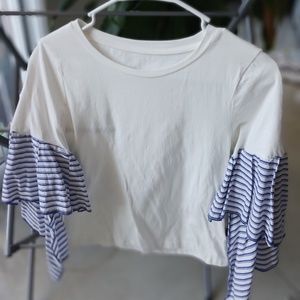 Casual Flared Sleeve Stripe Top